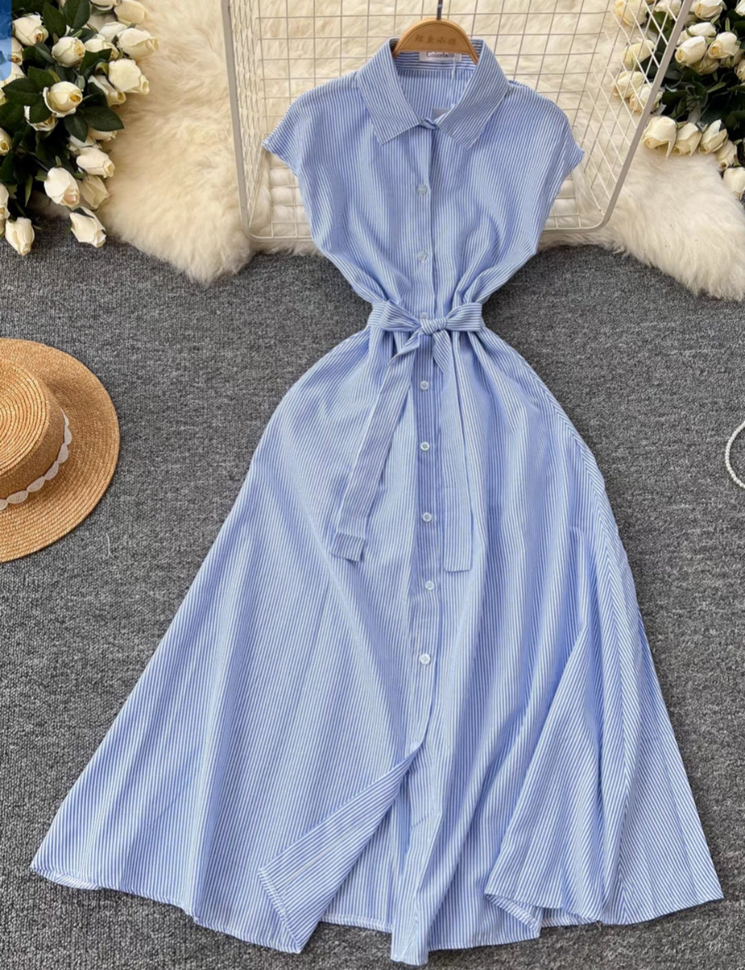 ROBE CHEMISE FLUIDE A RAYURES