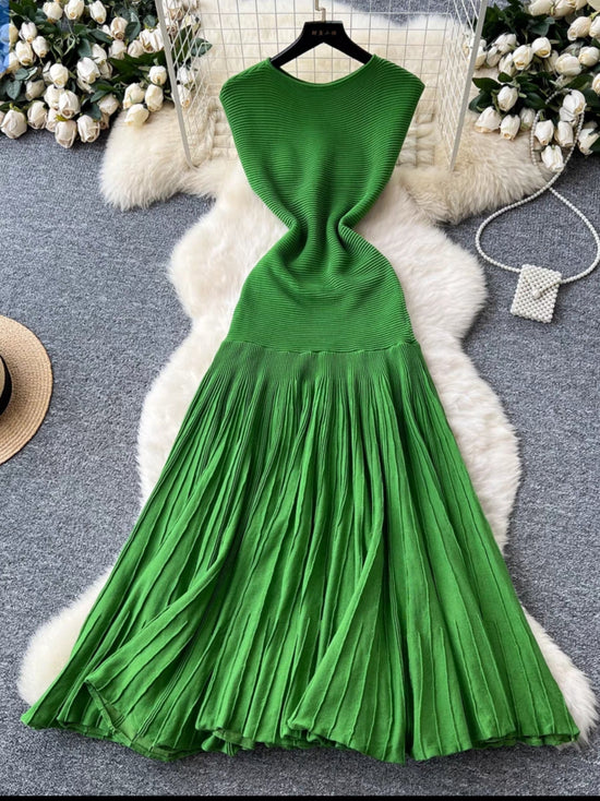 ROBE EVASEE  VERT EMERAUDE