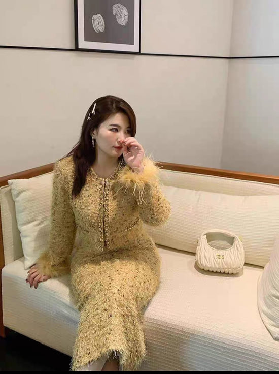 Ensemble élégant doré femme