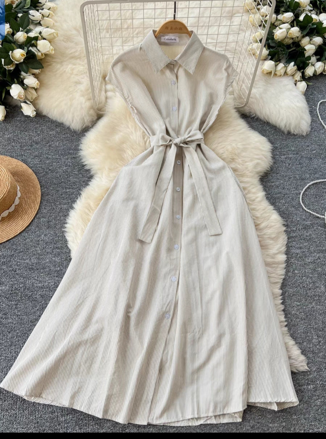 ROBE CHEMISE FLUIDE A RAYURES