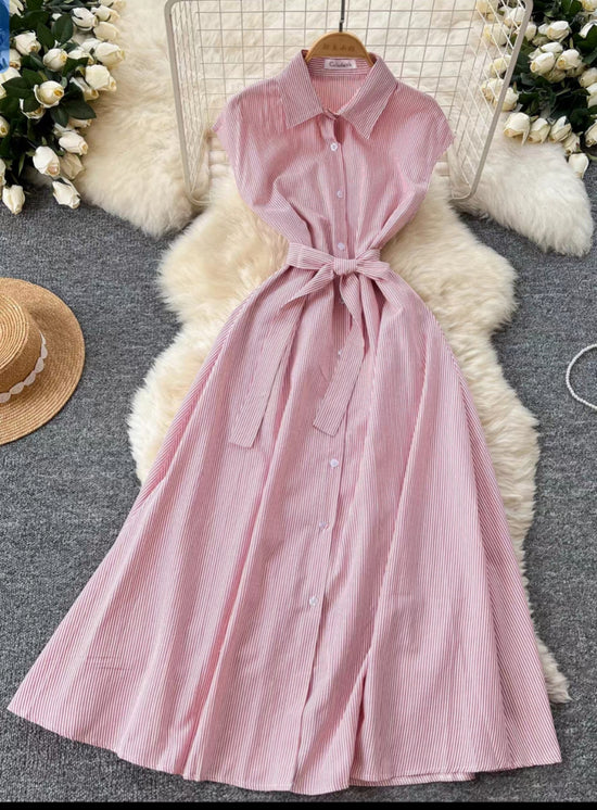 ROBE CHEMISE FLUIDE A RAYURES